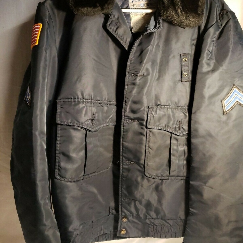 80s Ceiling Zero Uniform Bomber Jacket Fur Collar